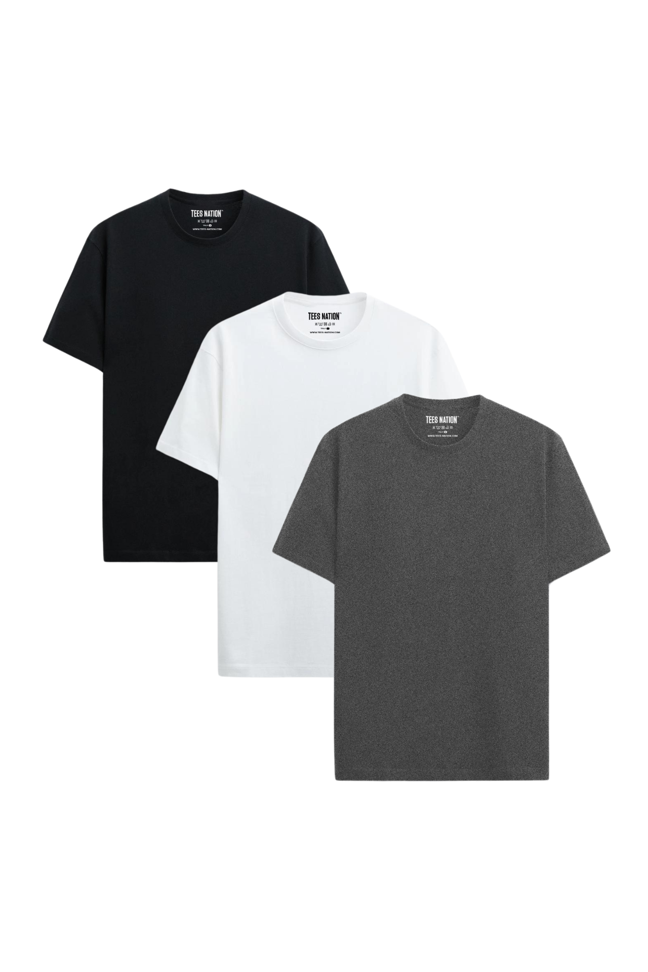 3 Pack - black, white & oxford gray