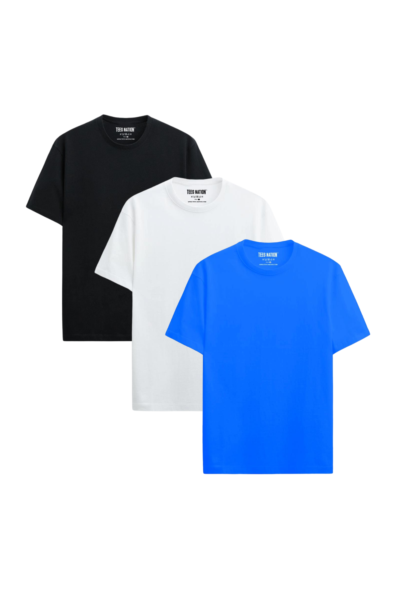 3 Pack - black, white & royal blue